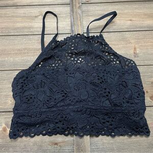 Aerie Black Lace High Neck Bralette Bra Cami Size XS